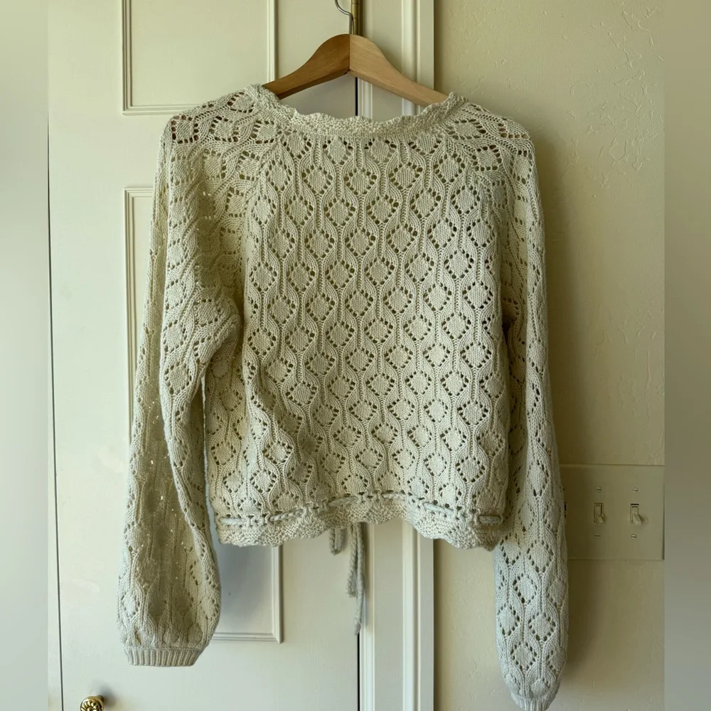 MARINE LAYER Manzanita Crochet Fringe Sweater Size M - Picture 8 of 8